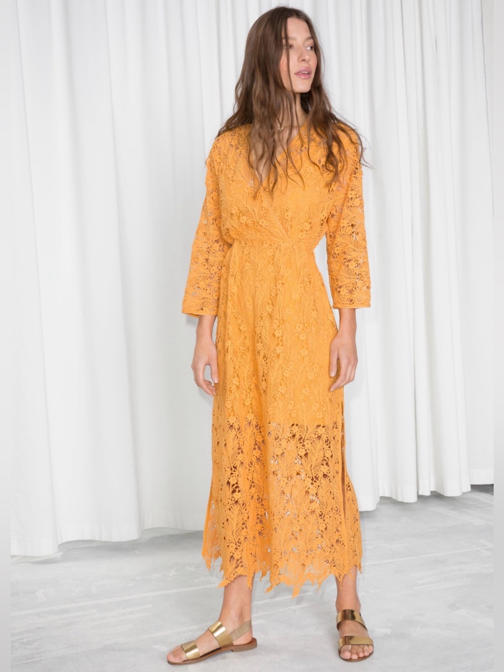 & another story capsule Mustard Yellow Lace  Dress